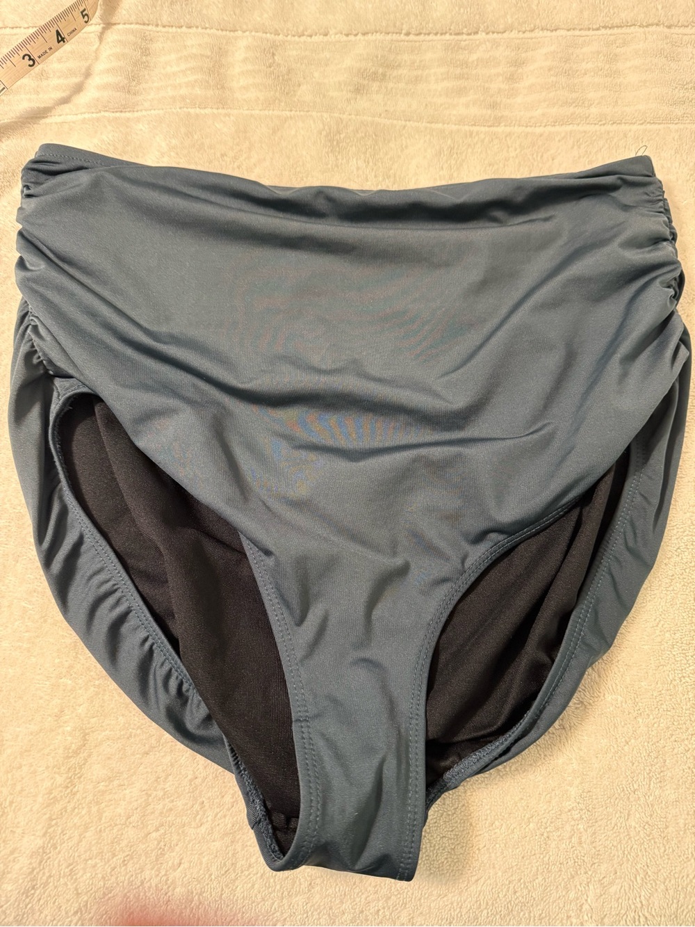Albion High-Waist Swim Bottoms in Steel Blue